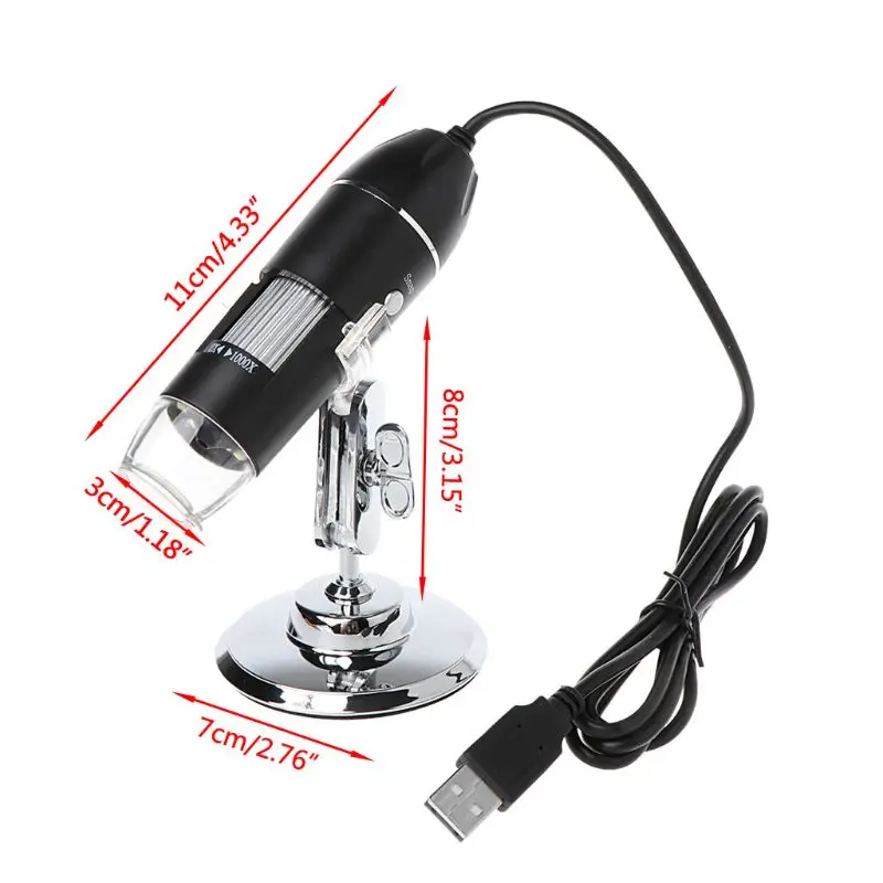1000X Цифровой Микроскоп USB эндоскоп 8LED камера microscopio Лупа w стенд