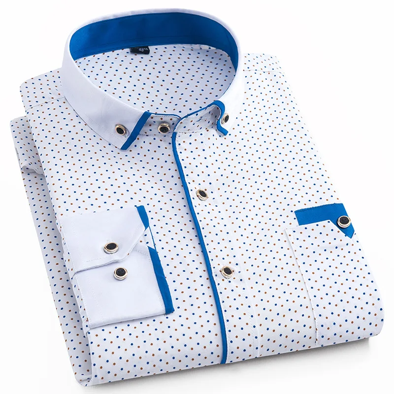 Лидер продаж Модная мужская рубашка с длинными рукавами в горошек платье на