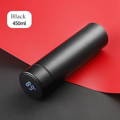 Черный Кружка для путешествий Moka Smart стакан для кофе 500 мл портативная Вакуумная бутылка светодиодный сенсорный экран термос нержавеющая сталь кофейная чашка водонепроницаемый - Цвет: Черный
