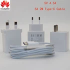 USB-кабель для быстрой зарядки Huawei, штепсельная вилка ЕвропейскогоБританскогоамериканского стандарта, в, 5 А, Тип C, USB-кабель для передачи данных для P10, 20, 30, P9 plus, Mate 9, 10 pro lite, оригинал