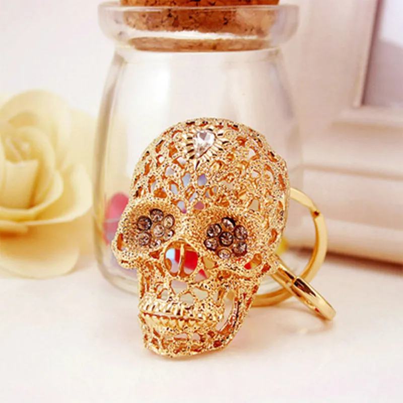

10 pcs Skull Keychain New High Quality Rhinestone Skeleton Keychains Bag Charm Car Key Ring Bag Gift Wholesale