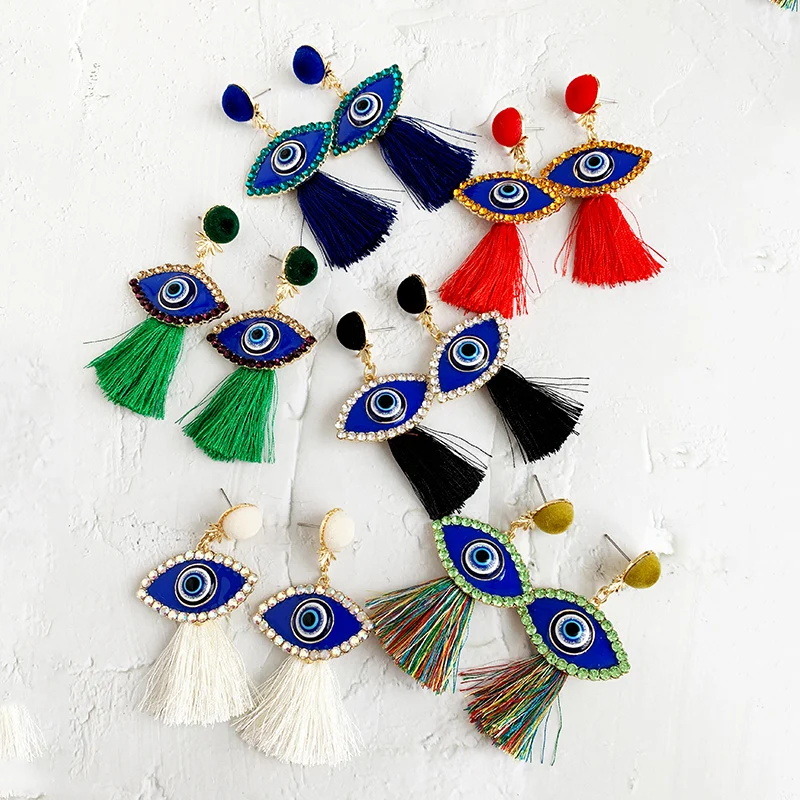 2019 модные висячие серьги с бахромой и кристаллами для женщин в стиле бохо