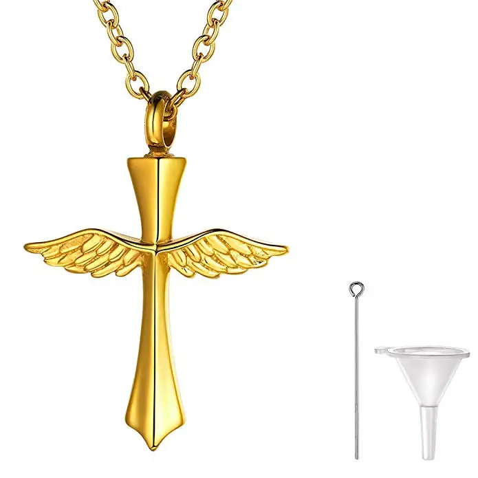 Ангел крыло крест урна для кремации бижутерия человека из нержавеющей стали
