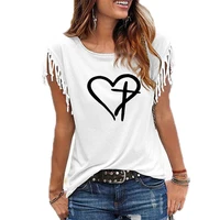 100 cotton t shirt women printing cross graphic summer tops streetwear faith christian women tshirt plus size t shirt