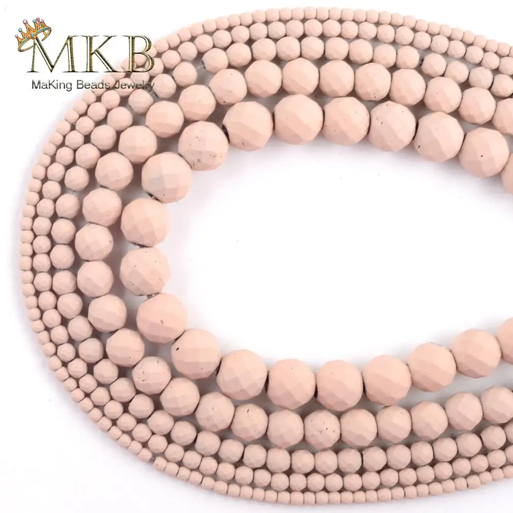 2/3/4/6/8/10 мм Натуральный камень светильник розовый гематит резиновый матовый бисер