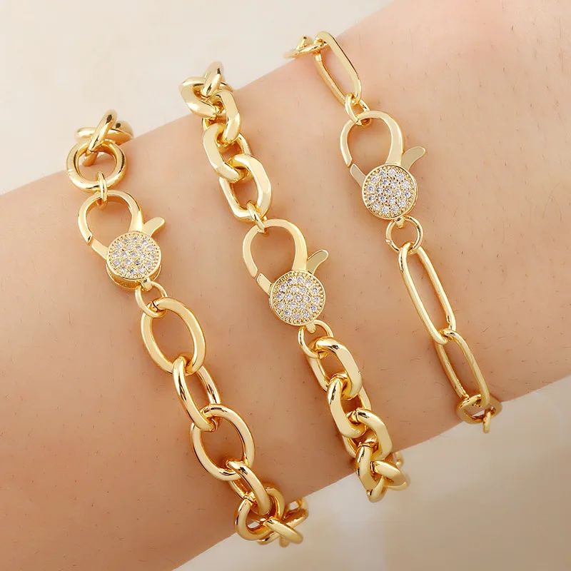 

11MM Hip Hop Trendy Link Chain Bracelet BASR0060 Iced Out Fashion Rapper Jewelry Cubic Zirconia Gold Sliver