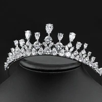 hibride high quality aaa cz water drop tiaras king crown wedding women bridal hair jewelry accessories tiara de noiva c 01