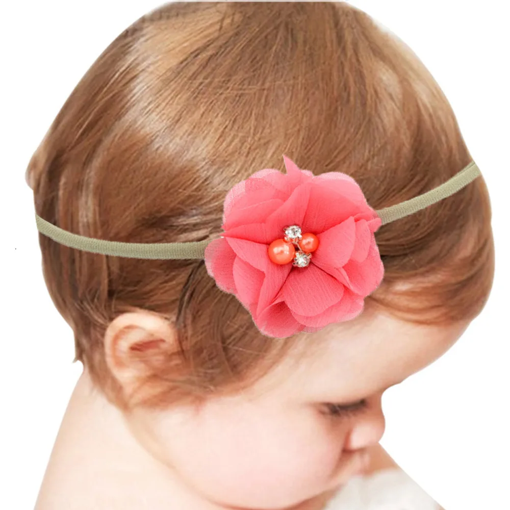 

5 Pcs/Set Soft Elastic Hair Bandage Headband Ribbon Children Newborn Kids Headwear Baby Girl Accessories Flower Chiffon