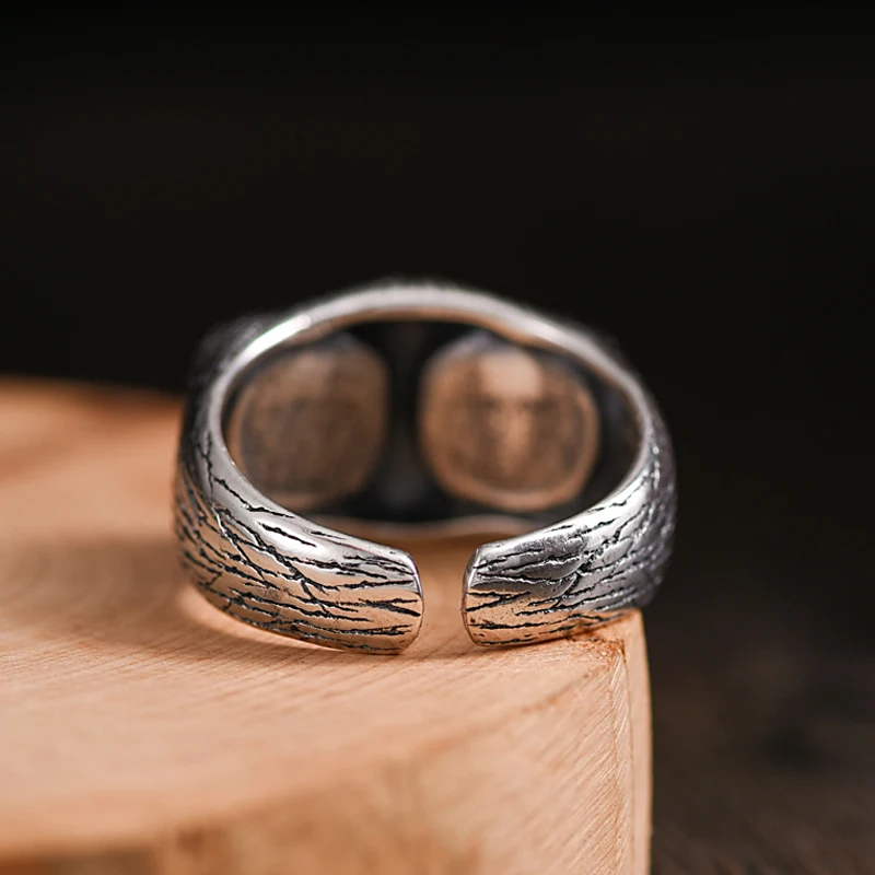 ZABRA Adjustable Owl Ring Vintage Rock 925 Sterling Silver Rings For Men Women Blue Stone Zircon Biker Jewelry Size 8-10.5 | Украшения и