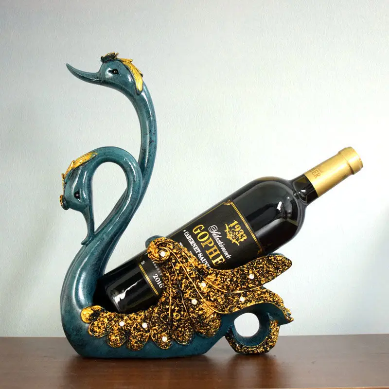 Creative Crafts Resin Red Wine Holder Frame Swan Horse Deer Antlers Room Decoration Cattle Porcelain Animal Figurines |