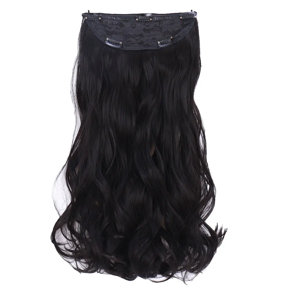 Fish Line with Clip in Hair Extensions Natural Pieces Real 24 inch Synthetic Flip Wavy | Шиньоны и парики