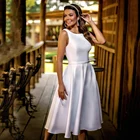 2022 элегантные атласные свадебные платья а-силуэта, цвет слоновой кости, черный, синий, красный, Очаровательное белое короткое платье для выпускного вечера