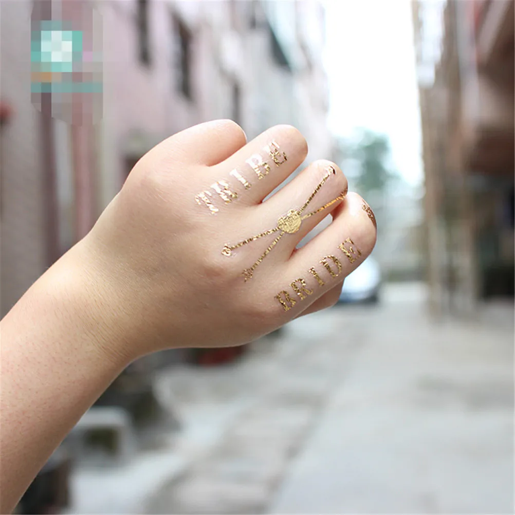 

Glitter Rose Gold Metallic Body Art Tattoo Sticker Tattoo Flash Provisional Tattoo Waterproof Arm Hand Wedding Party Decoration
