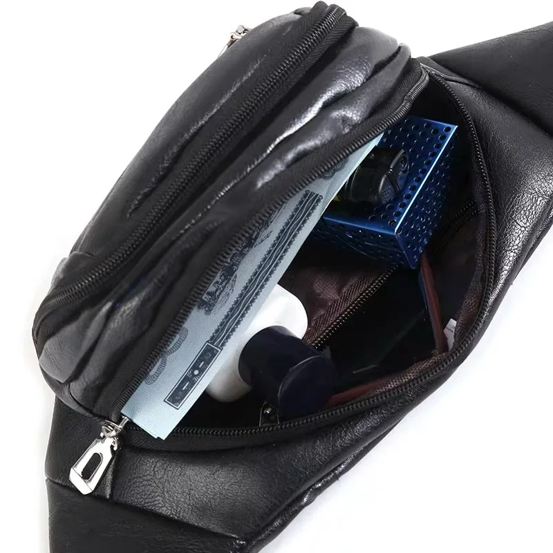 

LXFZQ Men's waist bag Fanny Pack outdoor sports waterproof diagonal bag light travel PU mobile phone bag leisure large capacity