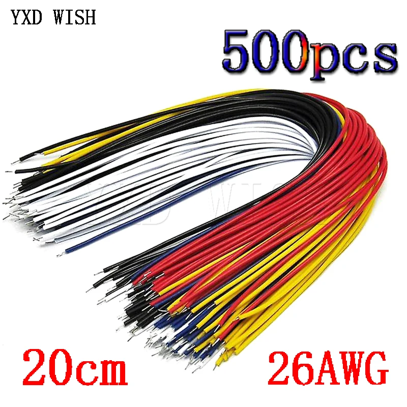 

500pcs 20CM 26AWG Electrical Wire Tin-Plated Copper Jumper Wire Cable Red Black White Yellow Blue 1007-26AWG Connector Wire Diy