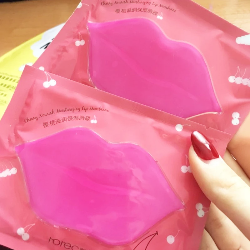 Розовая коллагеновая маска для губ Beauty гелевая мембрана эссенция влаги