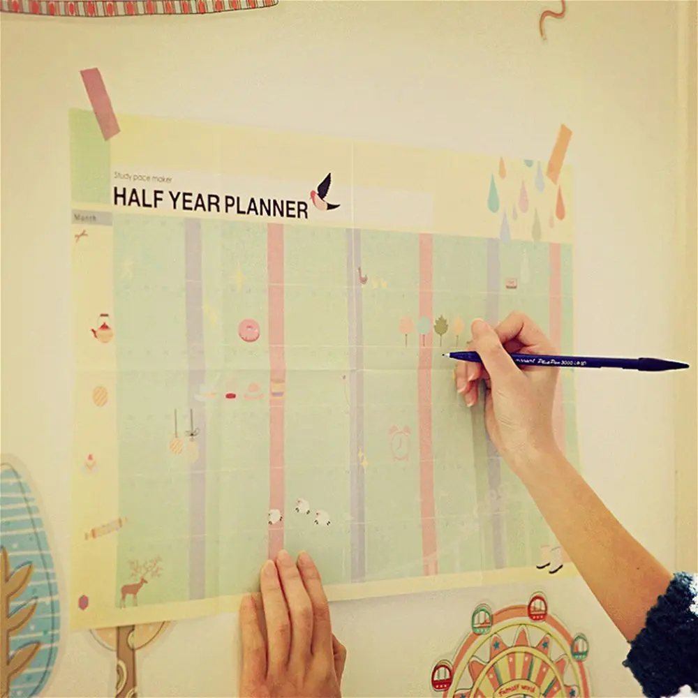 Новый 180 день полугодовой планировщик календарь маркер для обучения рабочий план