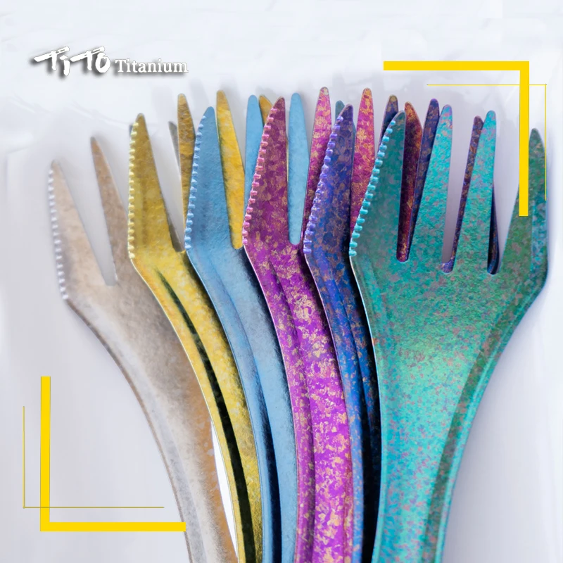 Двойной нож Тито Titanium Spork для походов и пикника|camping fork|titanium forkoutdoor tableware |