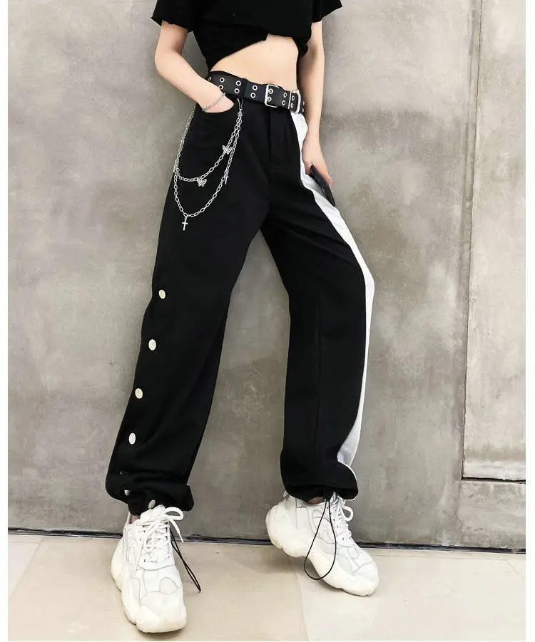 

Korean Style High Street Pant Plus Size New Arrival Women Fashion Cargo Pants Female Elastic Waist Wide Leg Trousers Ladies