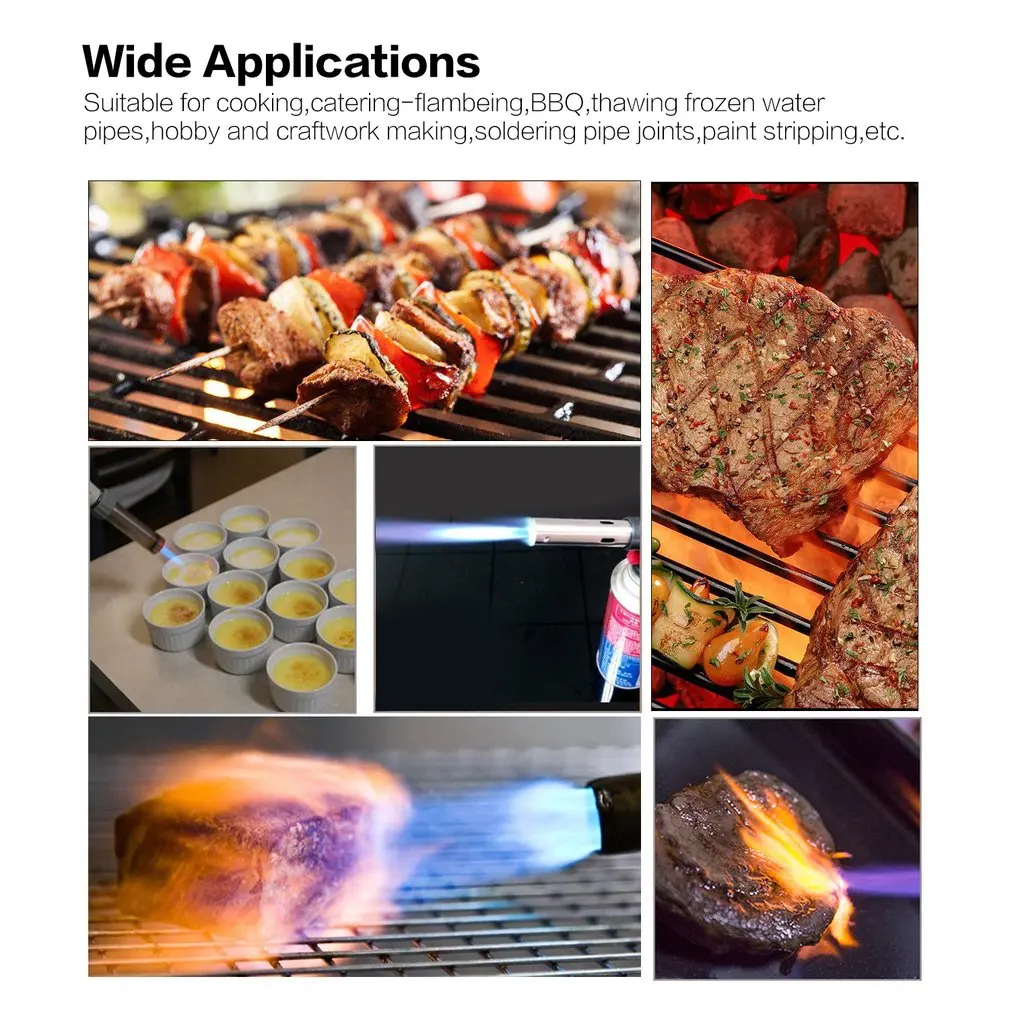 

Copper Flame Gun Gas Burners Gun Maker Torch Lighter Auto Piezo Lgnition Flamethrower Gas Torch for Outdoor BBQ Camping Picnic