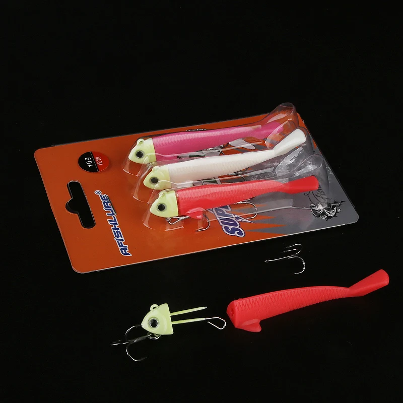 Ardea Silicone Bait jigging slow 3pcs Lead Fish Lure Hook Swimbait Trout Rotate Carp Wobblers Baitfishing Fishing Tackle | Спорт и