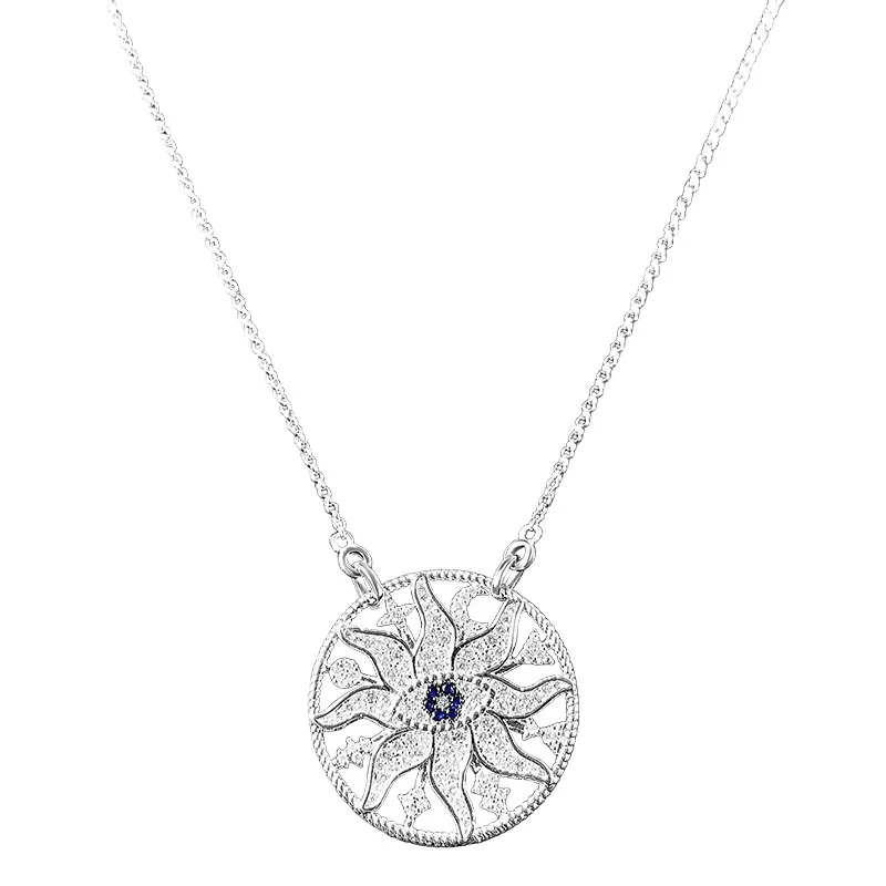 

S925 Sterling Silver Eye Of Evil Eyes Sun Adjustable Necklace Fashion Temperament New Trend Luxury Brand Monaco Jewelry