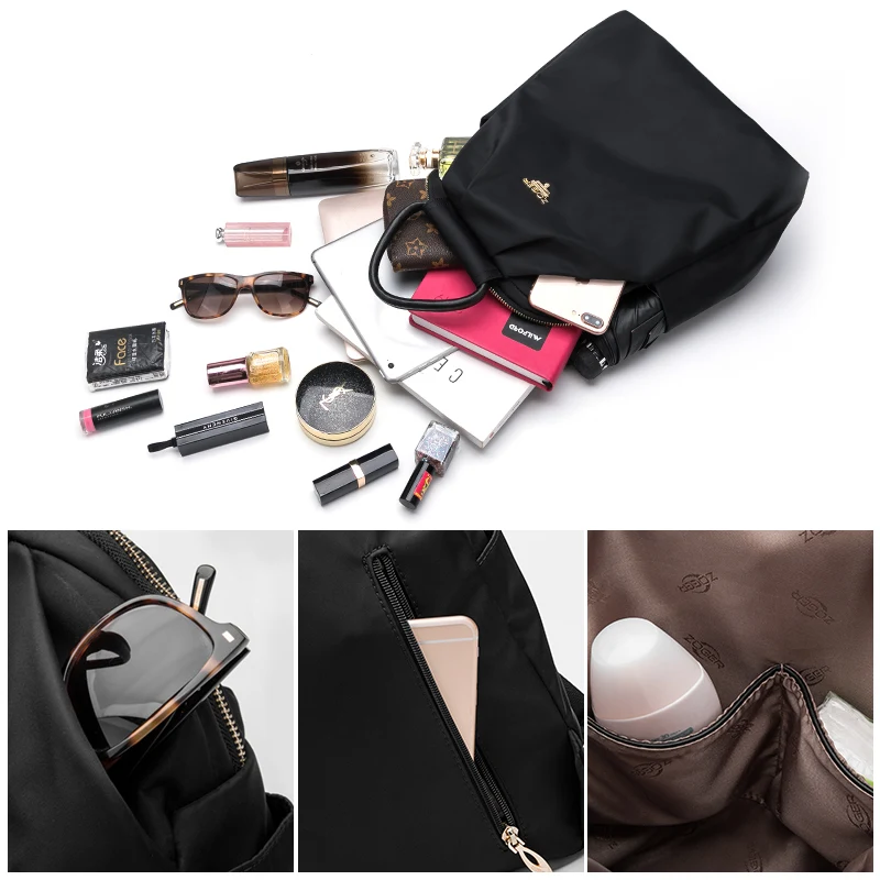 Рюкзак женский нейлоновый водонепроницаемый вместительный для школы с защитой