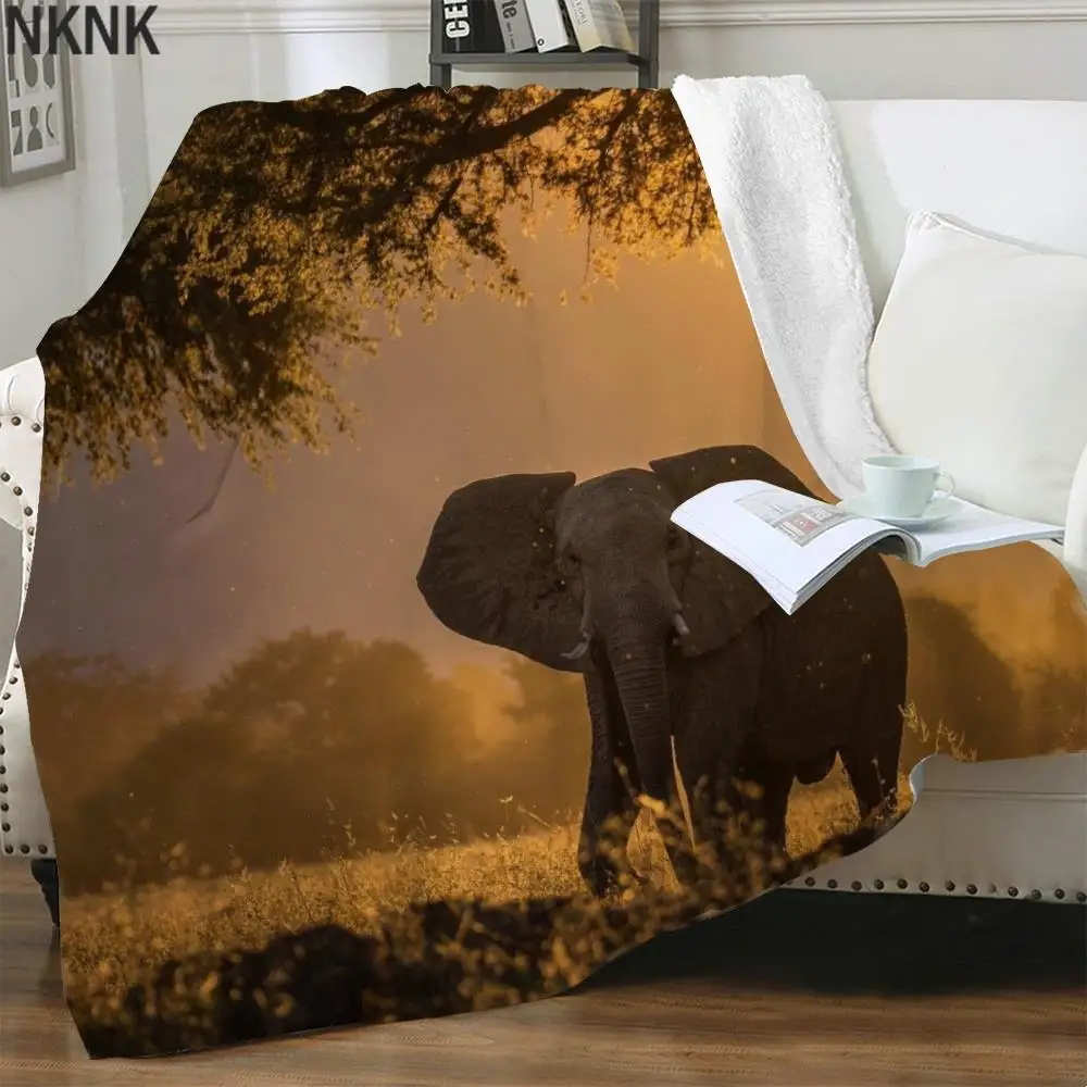 

NKNK Elephant Blankets Animal Blankets For Beds Trees Bedding Throw Art Thin Quilt Sherpa Blanket Fashion Premium Adult Winter