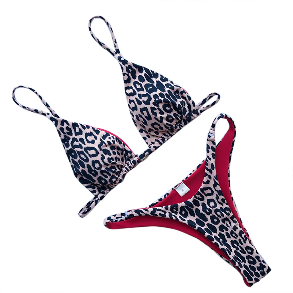 JAYCOSIN женский бюстгальтер из двух частей сексуальный купальник с леопардовым