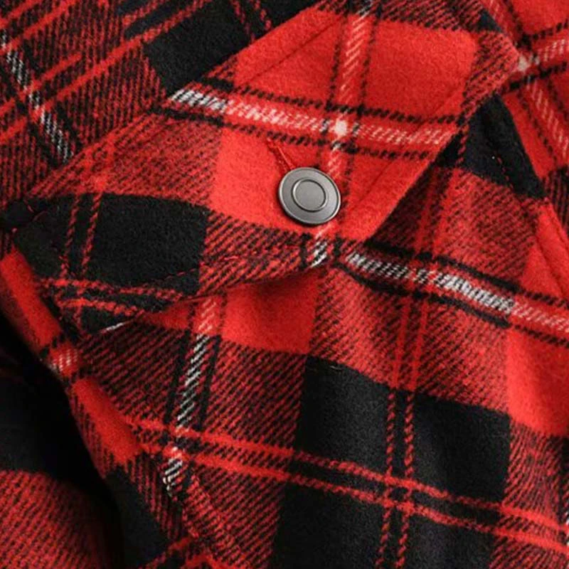 Женская куртка бомбер в клетку с карманами и длинным рукавом|Женские куртки| |