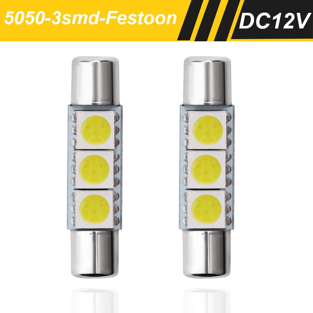 

2 шт. C10W C5W Festoon 29 мм 31 мм светодиодный 12 в белая лампа для номерного знака автомобиля