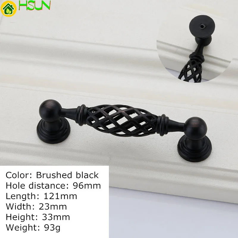 Черные ручки для шкафа из цинкового сплава мебельные птичьей клетки ящика