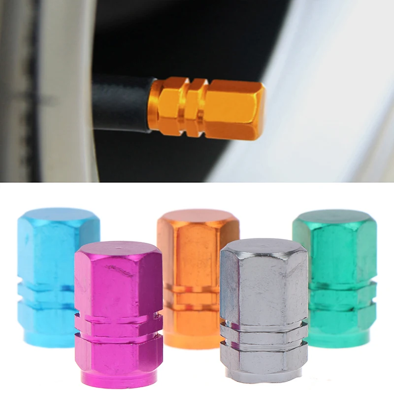 

4pcs Aluminum Alloy Dust Valve Cap Bicycle Auto Car Tyre Wheel Hexagon Cover Set