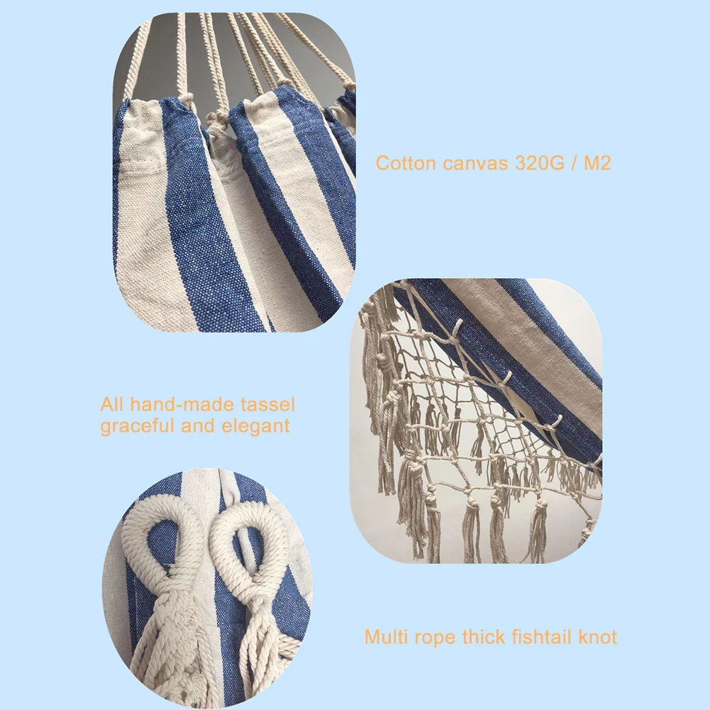 Гамак подвесной из утолщенной холщовой ткани подвесное уличное кресло качели