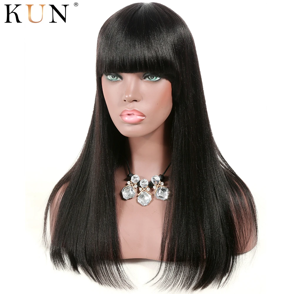 Yaki прямые человеческие волосы парик с челкой Бразильские волосы Remy кружева спереди человеческие волосы парики предварительно сорвал для женщин 13x4 13x6 парик фронта шнурка
