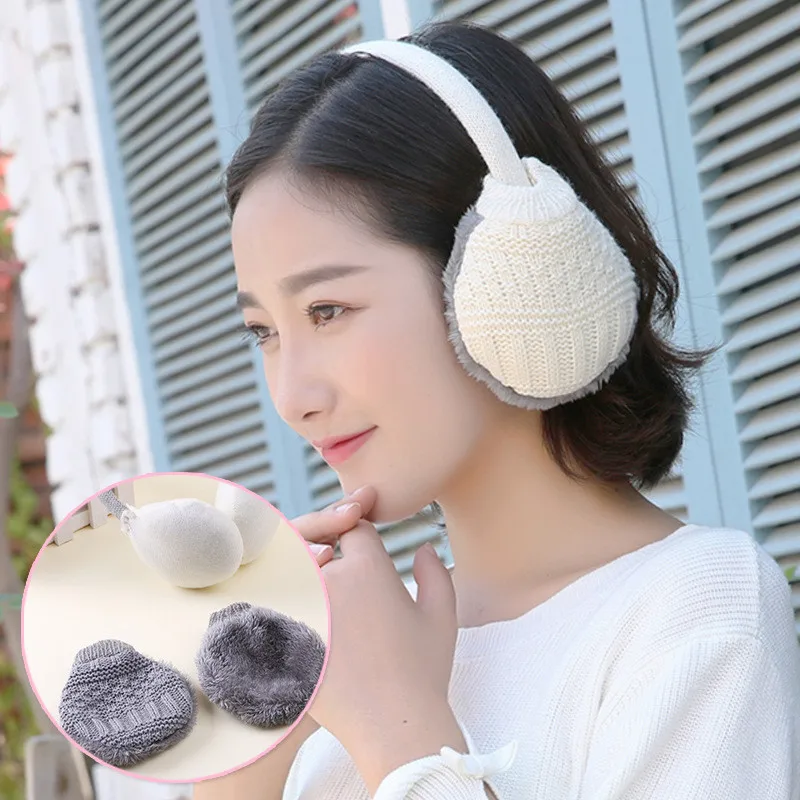 

Top Sell Winter Ear Cover Women Warm Knitted Earmuffs Ear Warmers Women Girls Plush Ear Muffs Earlap Warmer Headband