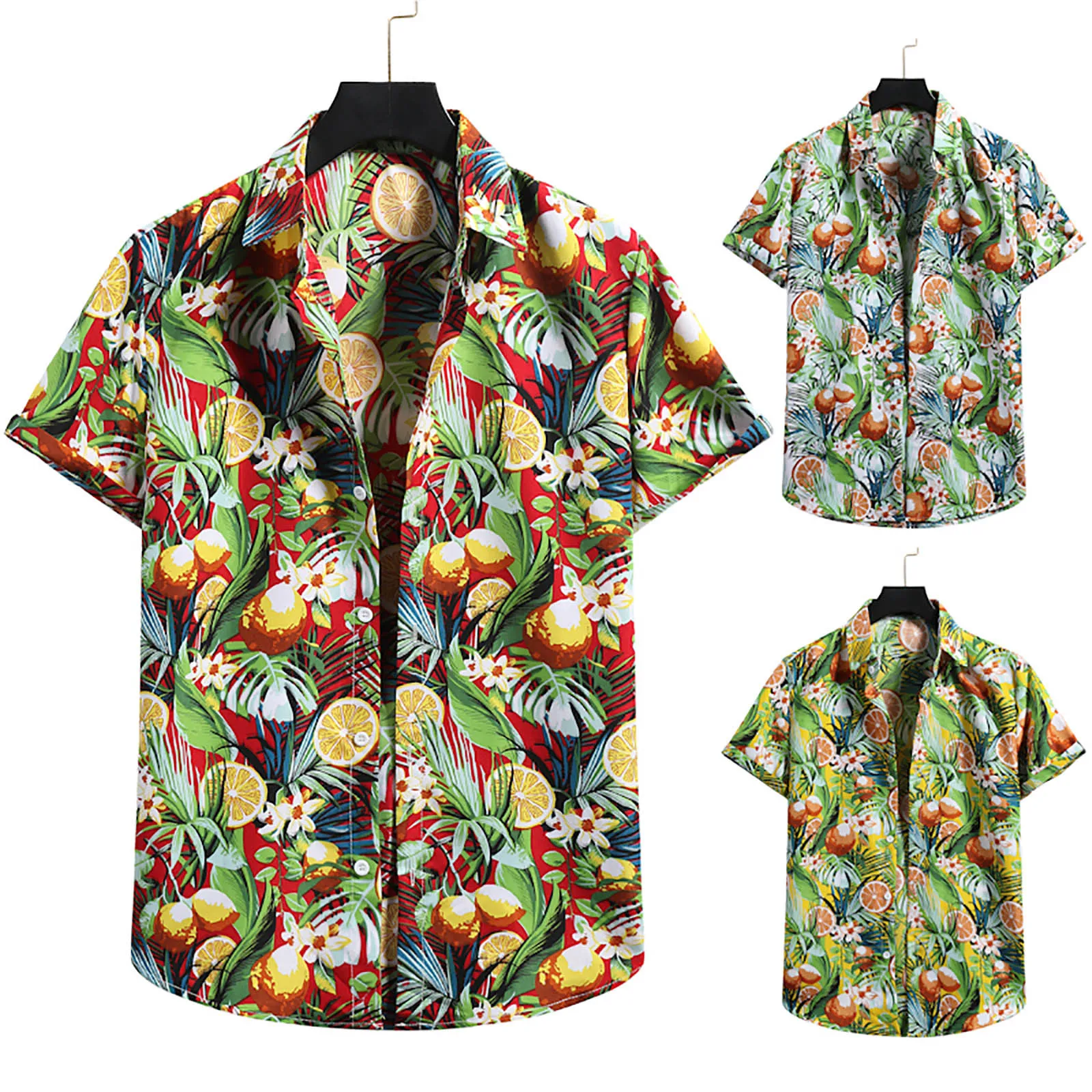 

2021 Fashion Mens Short Sleeve Hawaiian Shirt Fast drying Plus Size Asian Size M-5XL Summer Casual Floral Beach Shirts For Men