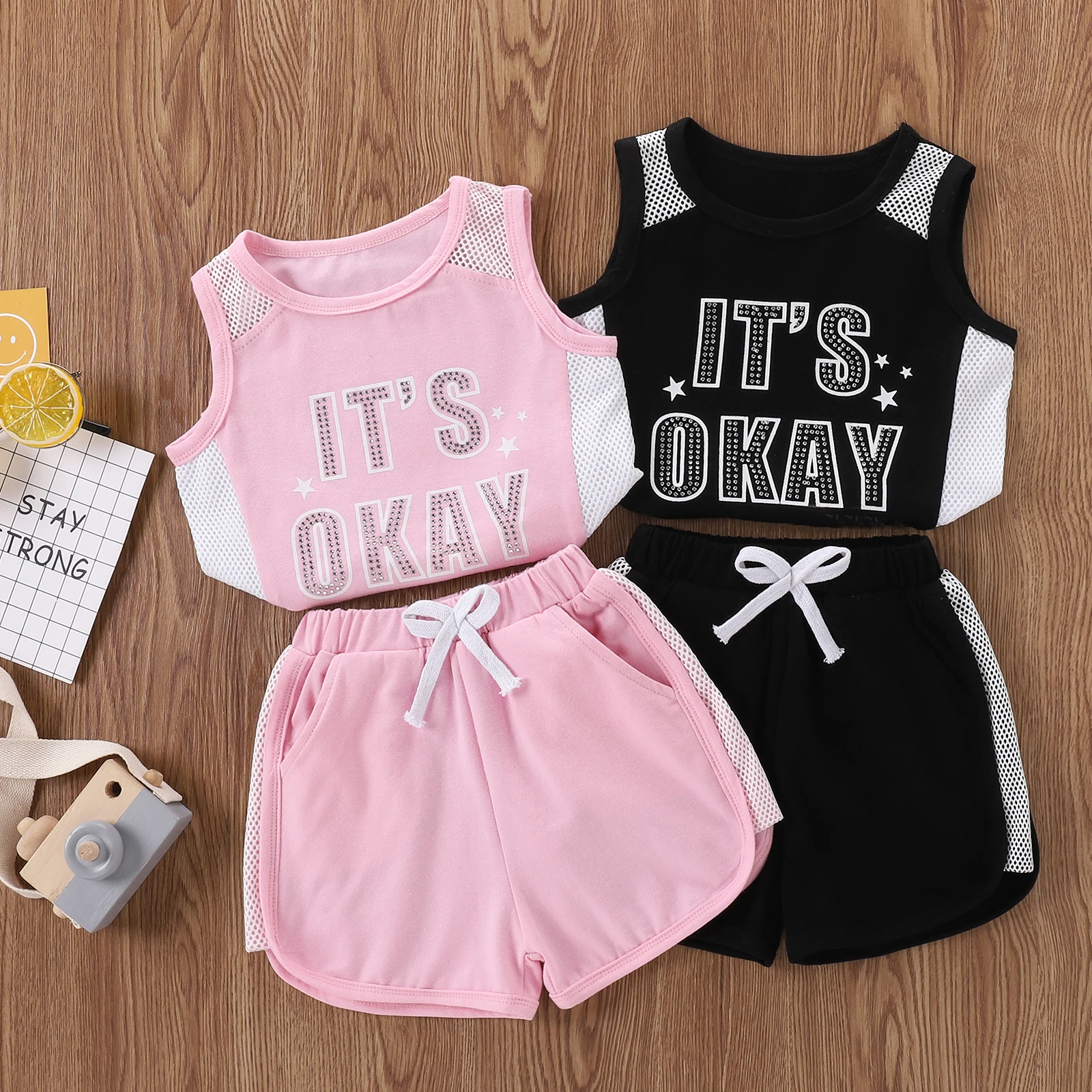 Летнее платье для девочек Комплект из 2 предметов Спортивные Стиль комплект