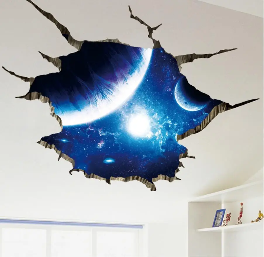 

Outer Space Planets 3D Wall Stickers for Living Room Bedroom Floor Decoration Vinyl DIY Home Decor Wall Decals