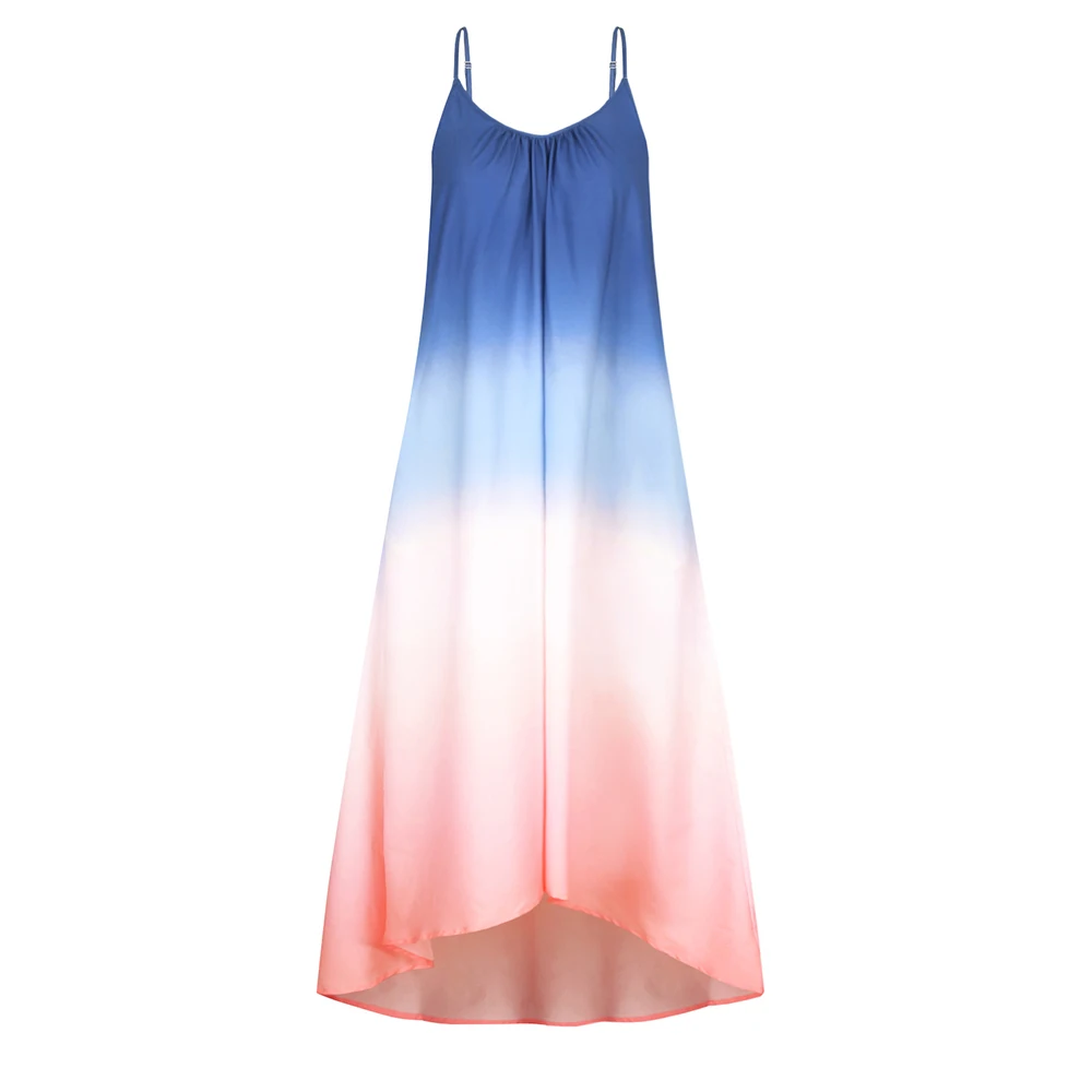 

African new product hit color digital street hipster print sling female summer halter neck dress with pocket long skirt FQOI