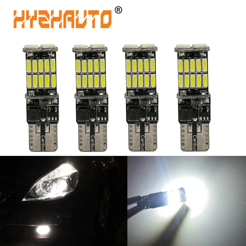 

HYZHAUTO 4Pc T10 W5W Canbus Car LED lights 194 501 Bulbs 26 SMD 4014 LED Clearance Lights Auto License Plate Light No Error 12V