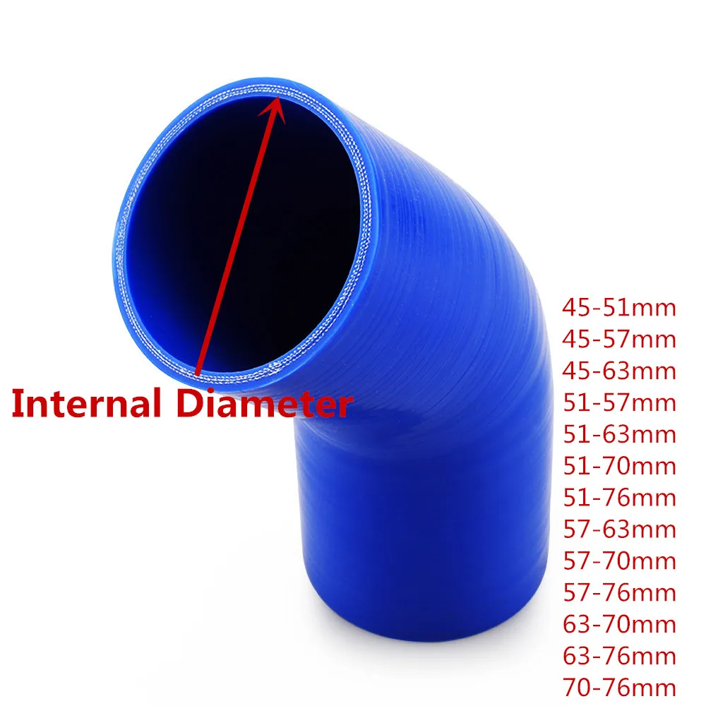 

Силиконовый коленчатый шланг, 45 градусов, 45, 51, 57, 63, 70, 76 мм