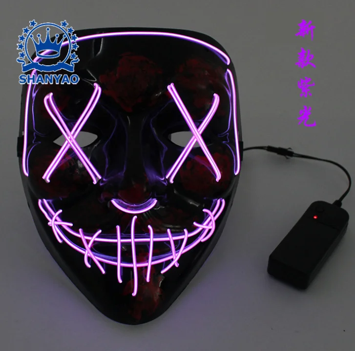 Клоун для косплея светящаяся маска Костюм на Хэллоуин реквизит светодиодный