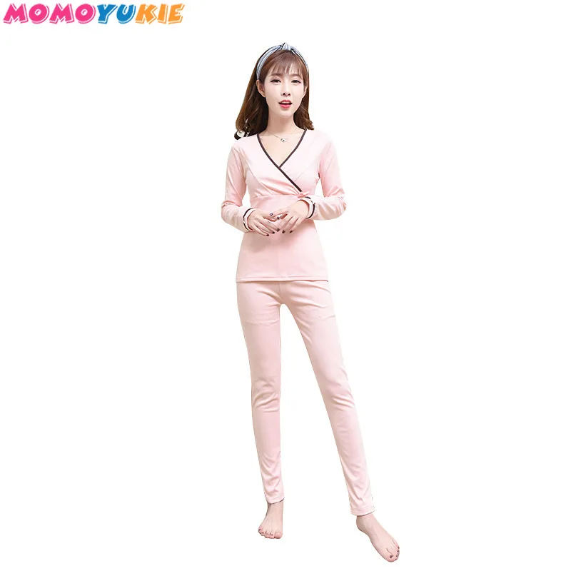 Pijamas de maternidad para mujeres embarazadas, Conjunto de pijama para amamantar, pantalones superiores, ropa de dormir, camis&oacute;n de embarazo, Oto&ntilde;o, 2020-5