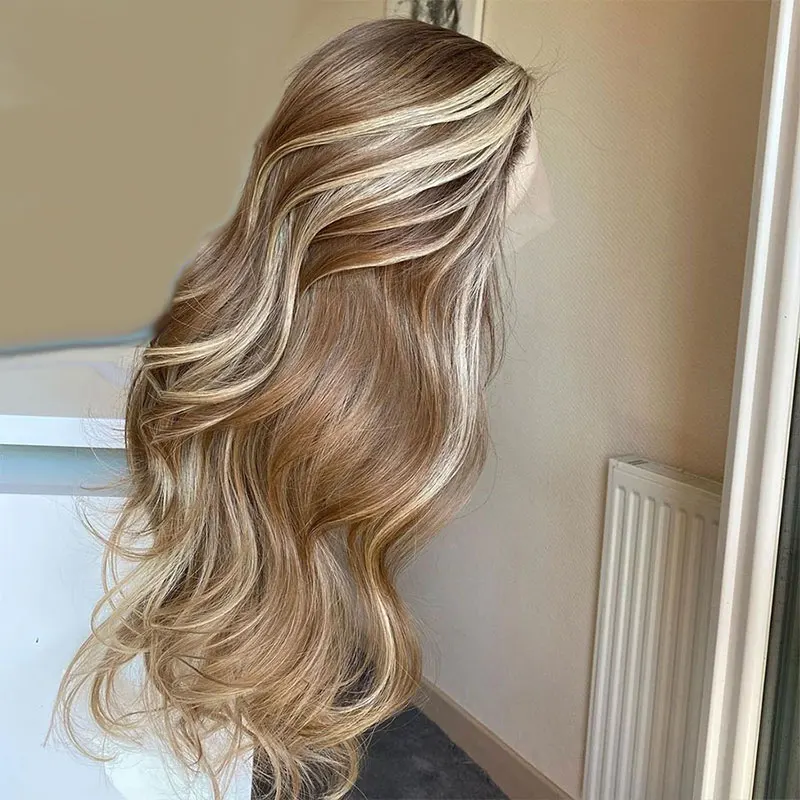 

Highlight Brown Blonde Colored Lace Part Wig Natural Body Wave Human Hair Wigs For Black Women Brazilian Glueless Wig Remy Hair