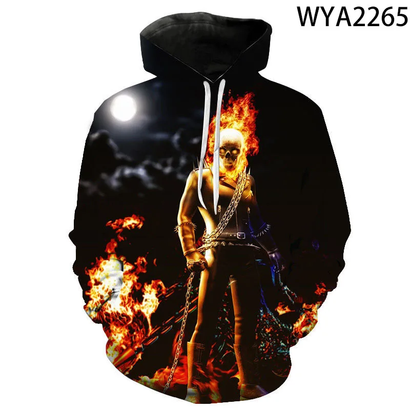 

New Casual Hoodies Cool Ghost Rider Fashion Men Women Children 3D Printed Sweatshirts Streetwear Boy Girl Kids Pullover Tops