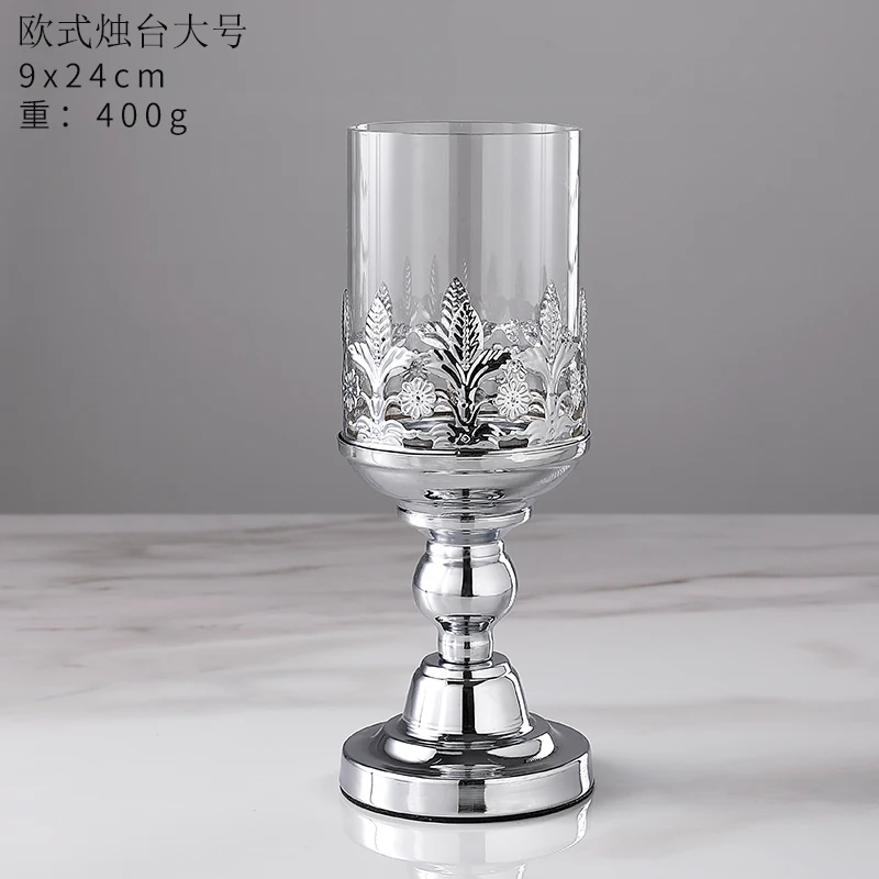 Стеклянный металлический подсвечник в скандинавском стиле винтажный