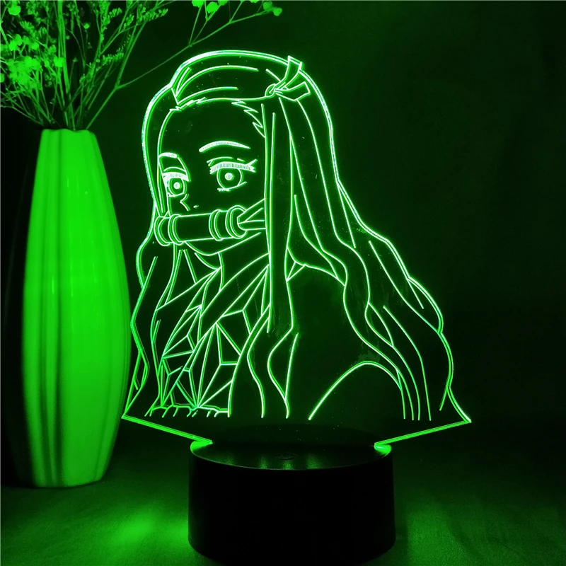 

Acrylic Led 3D Night Light Anime Demon Figure Slayer Kamado Nezuko Manga Figurine Lamp for Kids Child Bedroom Decor Cool Gift