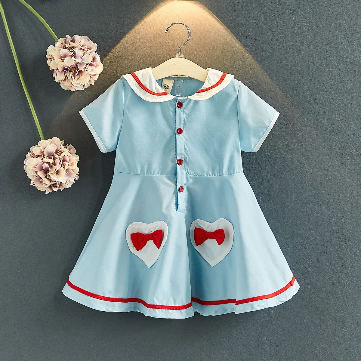 Темно-синие платья для девочек детское платье летняя одежда в Корейском стиле