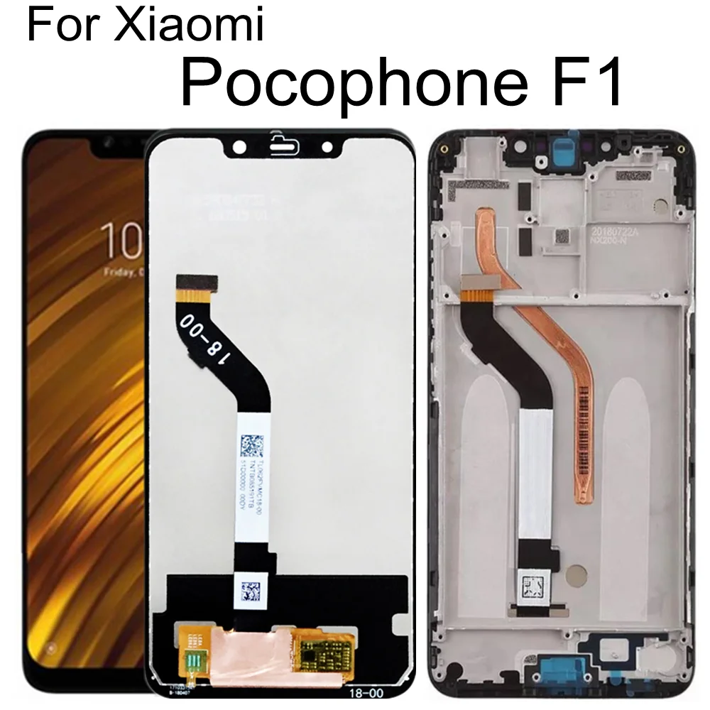 

6.18" For Xiaomi Pocophone F1 LCD Display with frame Touch Screen Digitizer Assembly For M1805E10A POCO F1 LCD Display